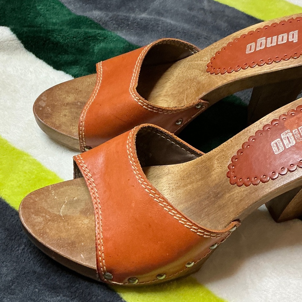 BONGO Women's Orange Leather Mules Size 7 - Picture 12 of 13